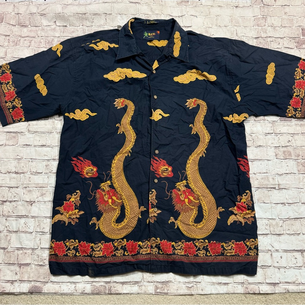 Bay Creek Sz 2XL Hawaii tropical wear printed cotton button down shirt